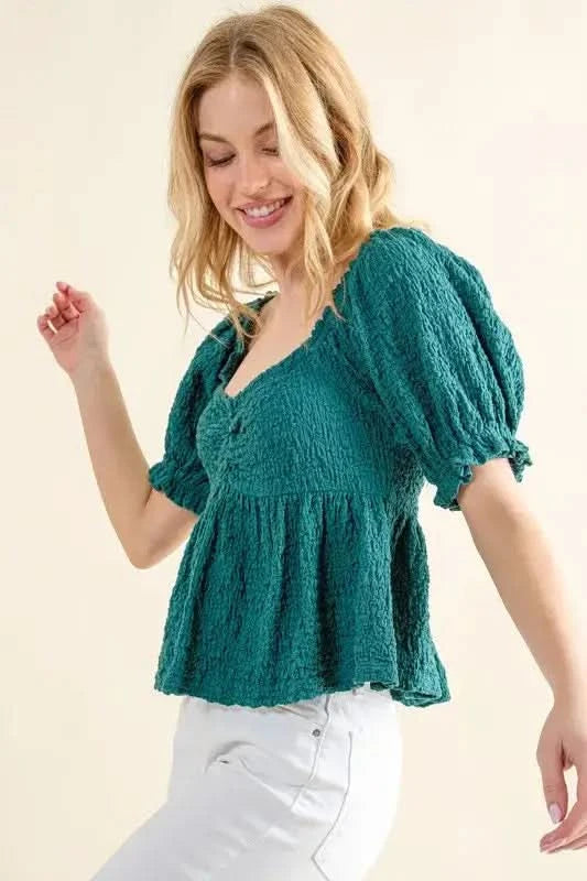 And The Why Lovely Textured and Smocked Top - SwagglyLife Home & Fashion